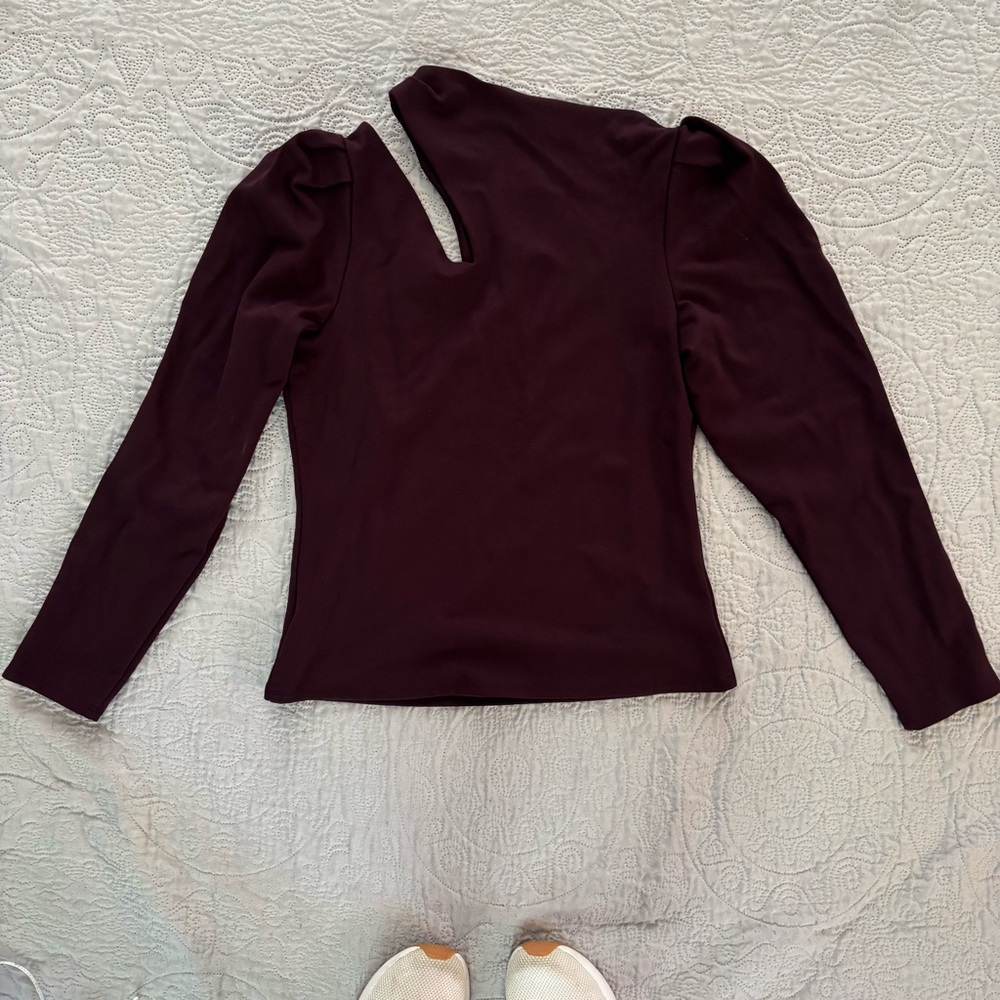 Express Purple Ponte Puff Sleeve Women's Top
